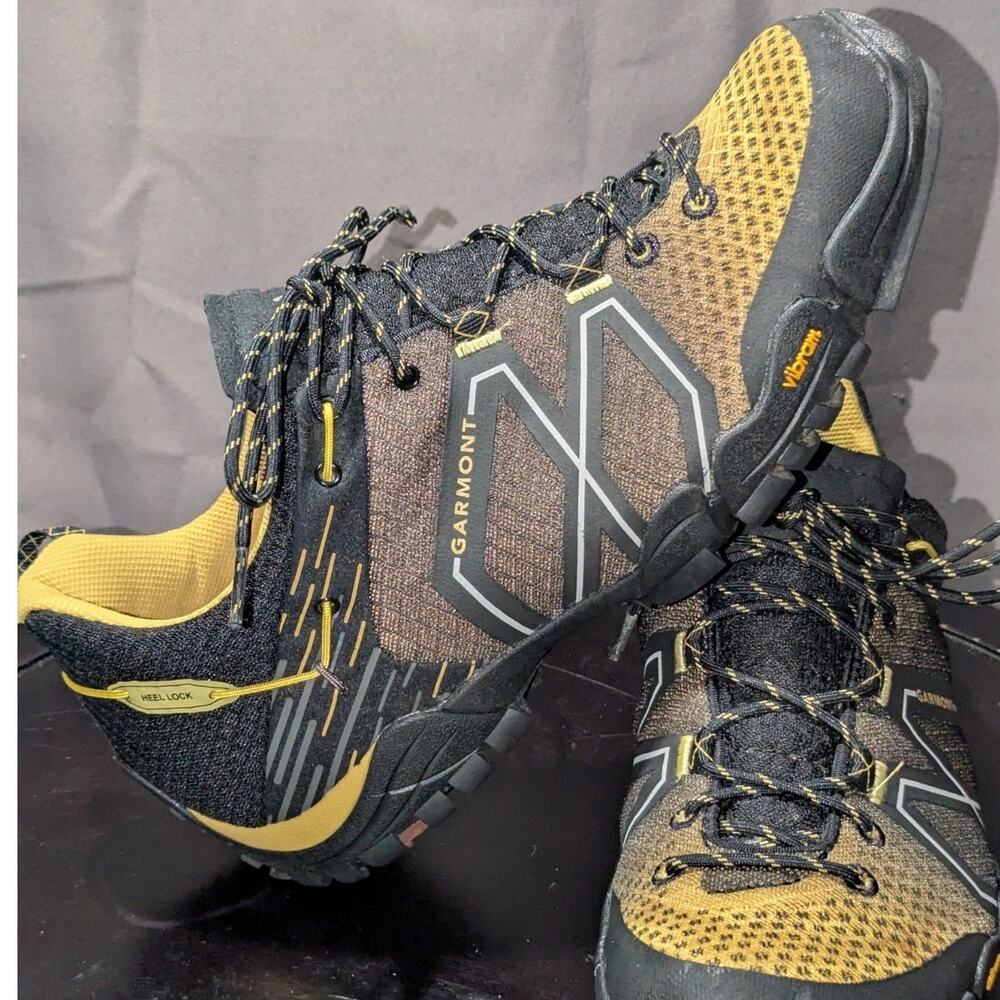 Garmont Shoes Mens 9.5 Yellow Sticky Cloud Black Hiking 1.8mm 3D Mesh Mircofiber